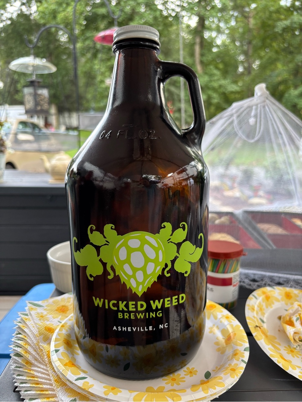 Amber Glass Growler - Lime Green Logo